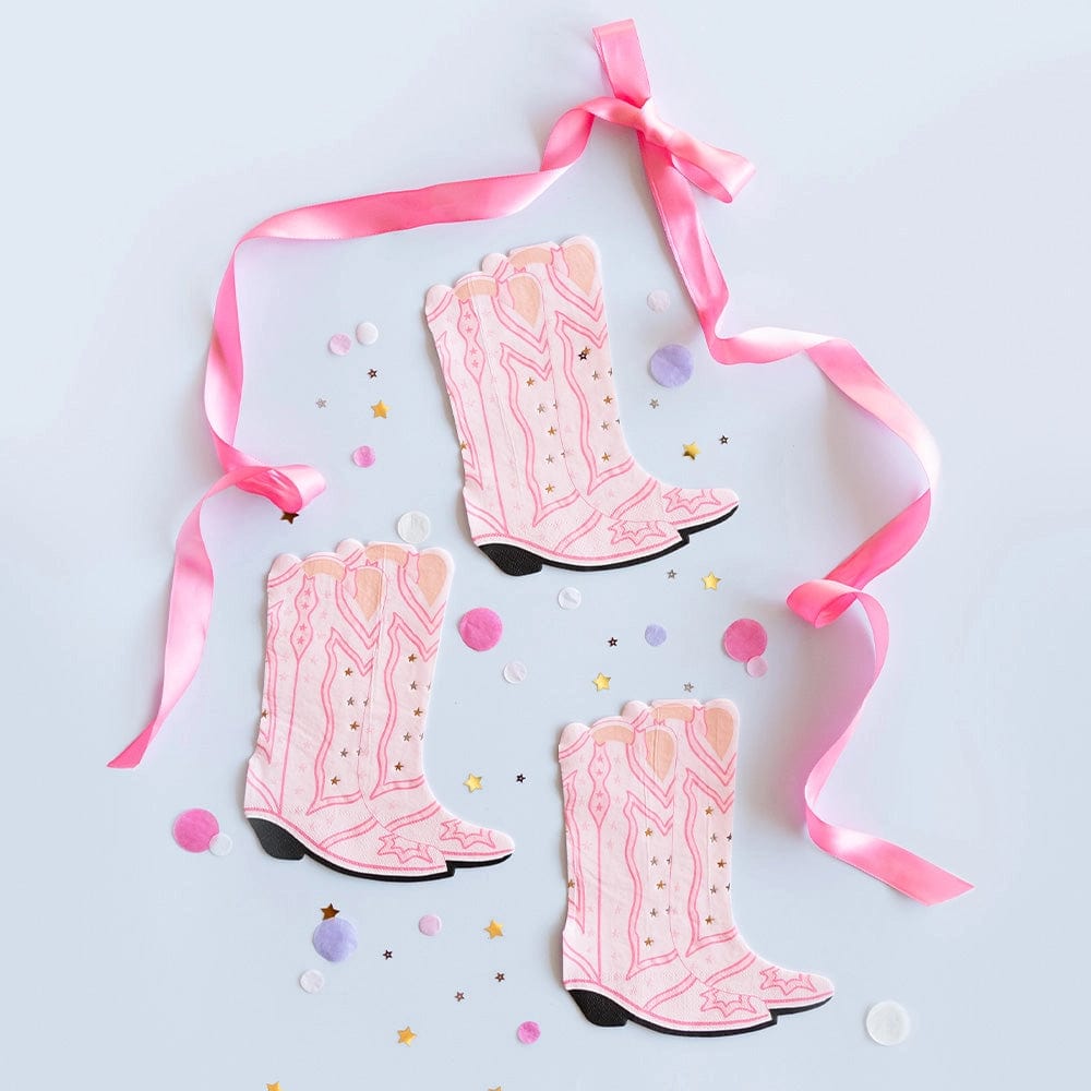 Cow Girl Party Pony Tales Large "Boot" Party Napkins x 16 Paper Napkins Pony Tales Large "Boot" Party Napkins x 16