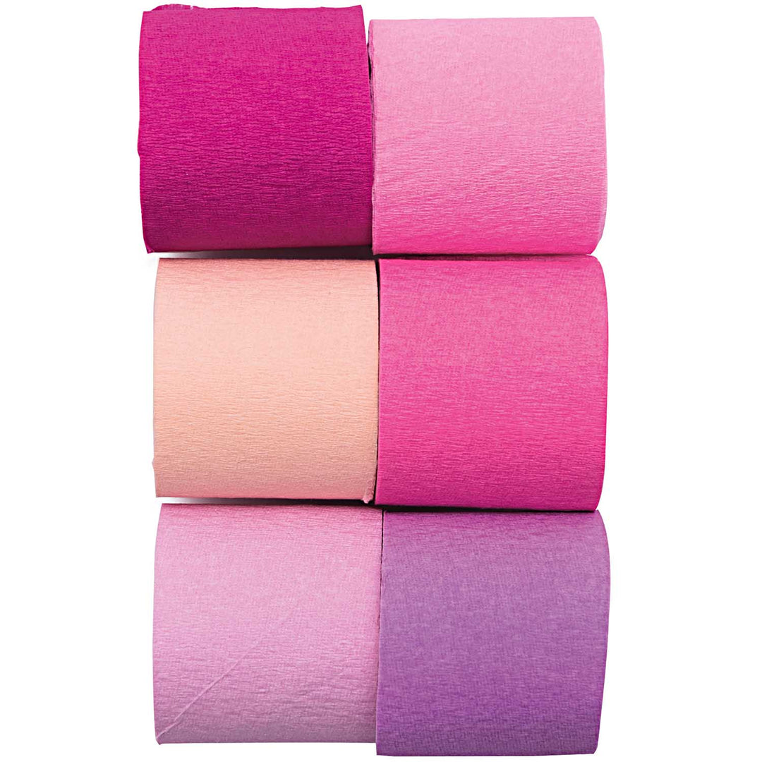 Crepe Paper Streamer Set - Pinks - Pink Birthday Party streamers Crepe Paper Streamer Set - Pinks