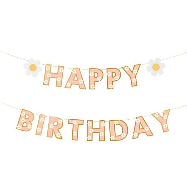 Daisy Happy Birthday Banner - Daisy Party Supplies Bunting Daisy Happy Birthday Banner