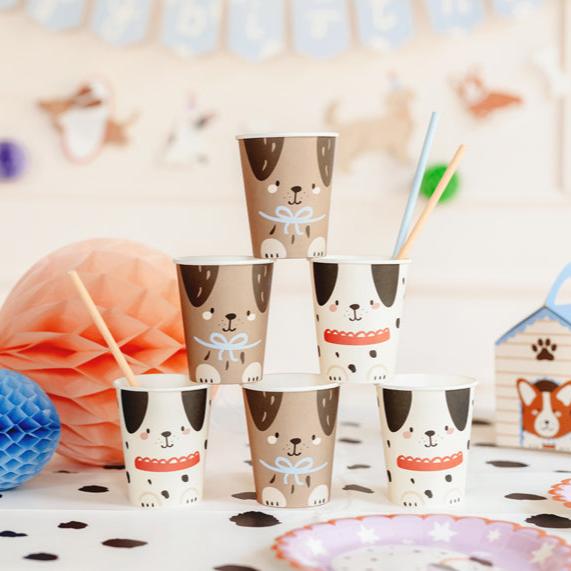 Dog Party Cups x 6 - Puppy and Dog Party Supplies Paper Cup Dog Party Cups x 6