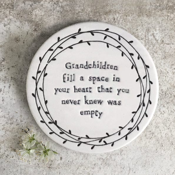 East of India ‘Grandchildren Fill A Space’ Porcelain Coaster - Grandparent Gifts gift East of India ‘Grandchildren Fill A Space’ Porcelain Coaster