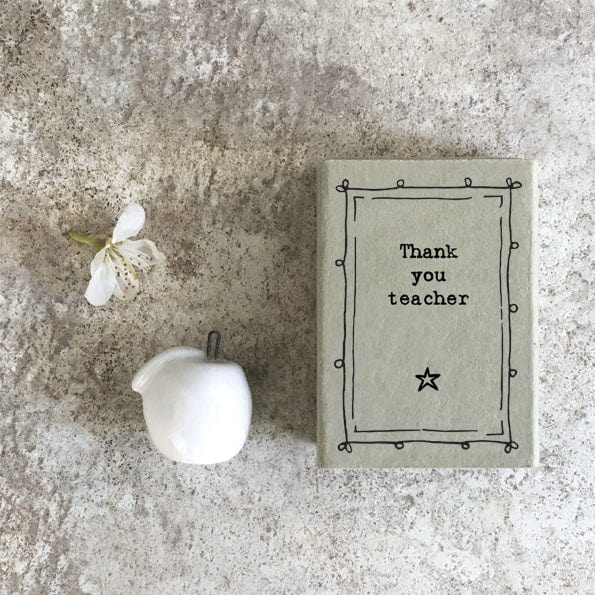 ornament East of India - Matchbox Porcelain "Thank you Teacher" Apple Ornament