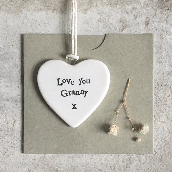 gift East of India Porcelain Heart - Love you Granny