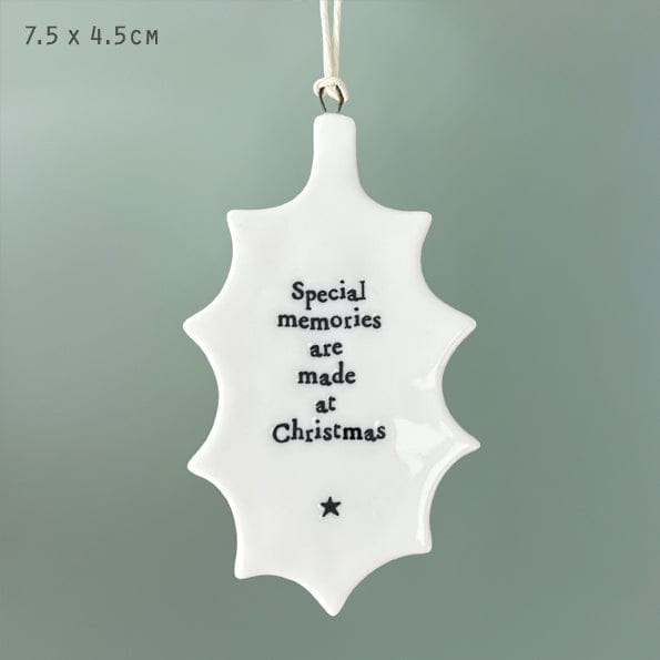 East of India Porcelain Holly - Special Memories of Christmas ornament East of India Porcelain Holly - Special Memories