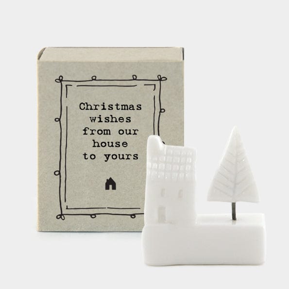 East of India Porcelain Matchbox Christmas House ornament East of India Porcelain Matchbox Christmas House