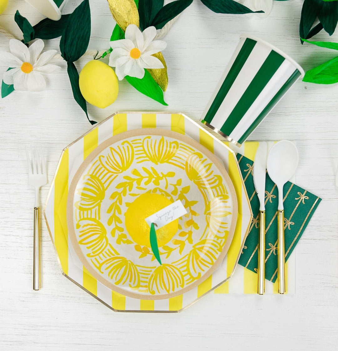 Emerald Green Cabana Stripe Party Cups x 8 - Bonjour Fête Party party cups Emerald Green Cabana Stripe Party Napkins x