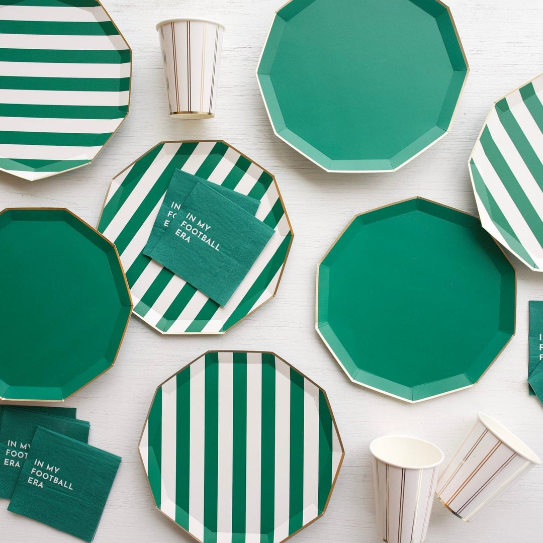 Emerald Green Cabana Stripe Party Plates x 8 - Bonjour Fête Party Paper Plate Emerald Green Cabana Stripe Party Plates x 8