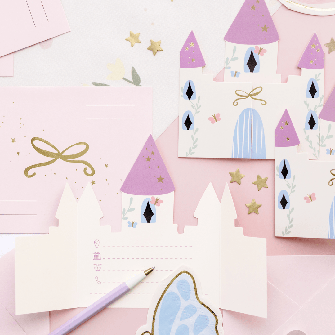 Fairytale Castle Party Invitations x 6 - Unicorn Party Supplies Invitations Fairytale Castle Party Invitations x 6