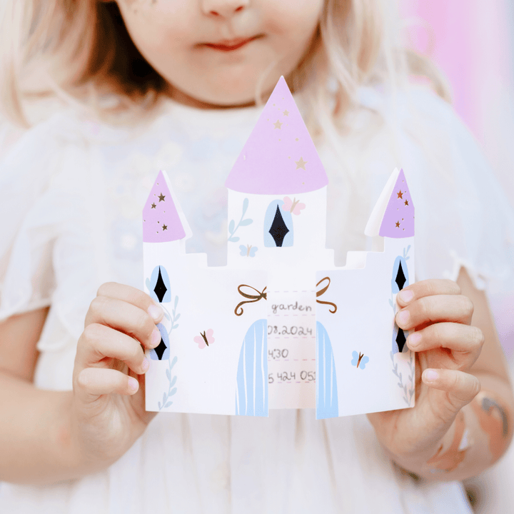 Fairytale Castle Party Invitations x 6 - Unicorn Party Supplies Invitations Fairytale Castle Party Invitations x 6