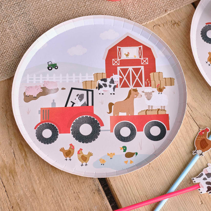 Disposable Plates Farm Animals Party Paper Plates x 8