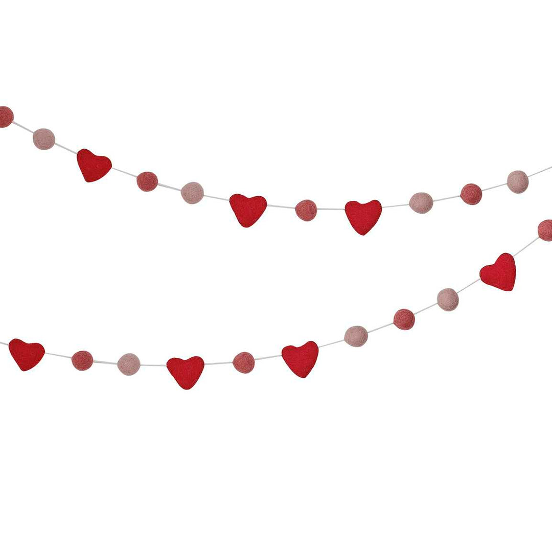 Bunting Felt Heart & Beads Valentine's Decoration
