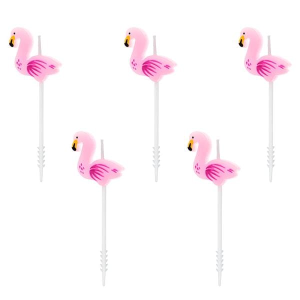 Flamingo Birthday Cake Candles x 5 - Flamingo Cake Decorations Birthday Candles Flamingo Birthday Cake Candles x 5