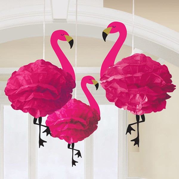 Flamingo Party Supplies - Flamingo Party Napkins x 20 Party Supplies Fluffy Flamingo Party Hanging Decorations (Pack of 3)