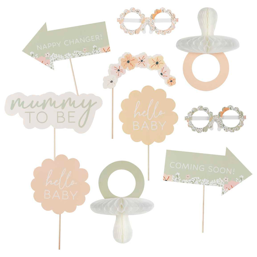 Floral Baby Shower Photo Booth Props - Baby Shower Decorations Paper Decoration Floral Baby Shower Photo Booth Props