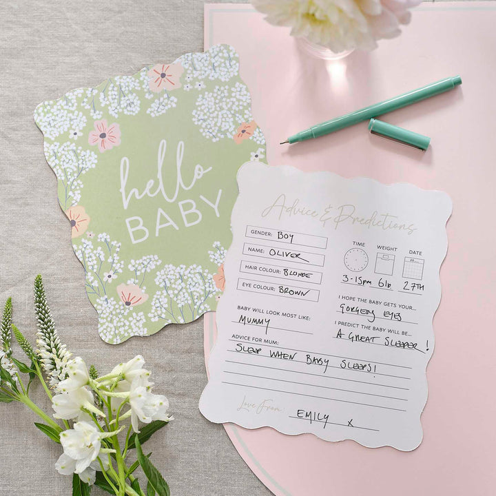 Party Games Floral Baby Shower Prediction Game Cards - Pack of 10