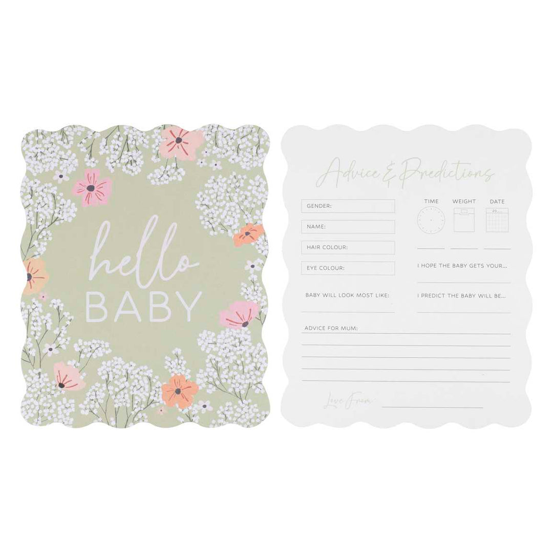 Party Games Floral Baby Shower Prediction Game Cards - Pack of 10