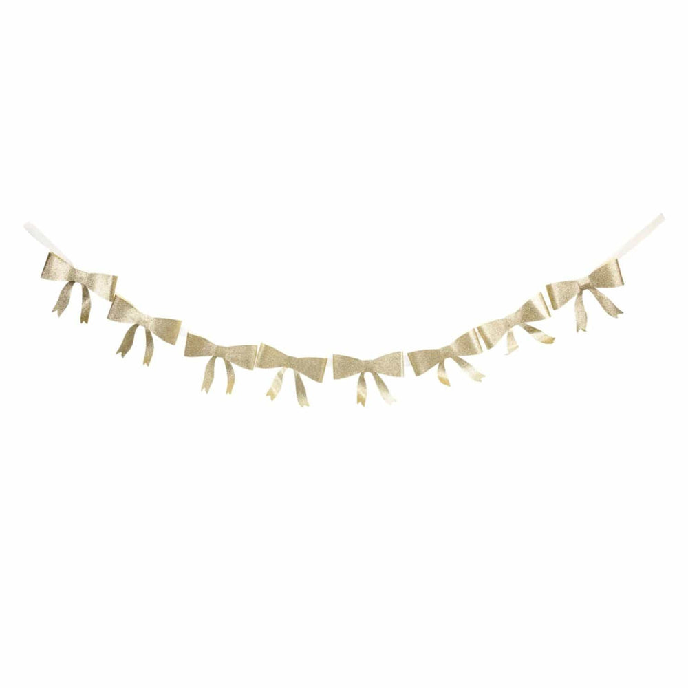 Gold Glitter Christmas Bow Banner - Christmas Bow Decorations Bunting Gold Glitter Christmas Bow Banner