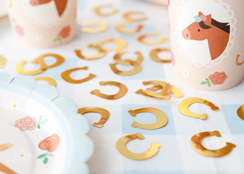 Gold Horseshoe Table Confetti - Horse Party Decorations Confetti Gold Horseshoe Table Confetti