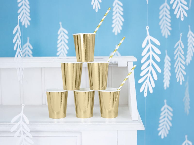 Gold Party Cups x 6 - Gold Party Supplies party cups Gold Party Cups x 6