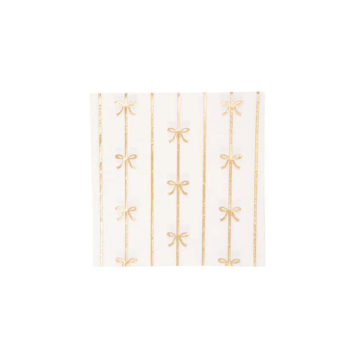 Gold Signature Bow Small Party Napkins x 20 - Bow Party Bonjour Fête Paper Napkins Gold Signature Bow Small Napkins x 20