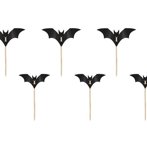 Cupcake Toppers Halloween Black Bat Cupcake Toppers x 6