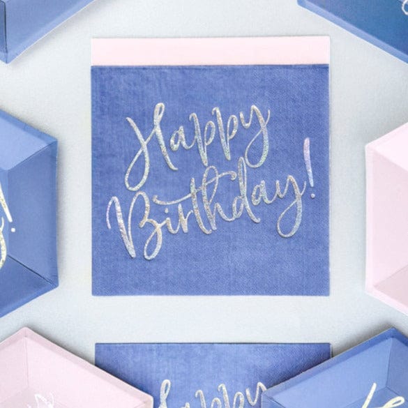 Happy Birthday Blue Party Napkins x 20 - Party Deco Party Supplies Happy Birthday Blue Party Napkins x 20