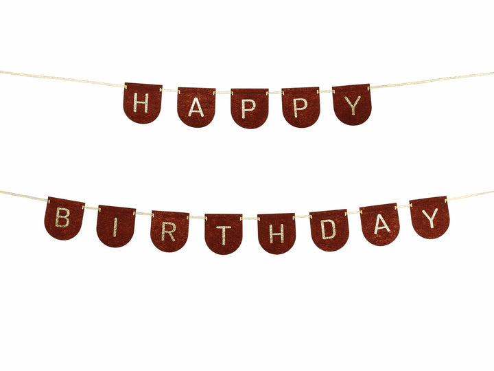 Happy Birthday Felt Banner - Brown (3m) Birthday Decorations Bunting Happy Birthday Felt Banner - Brown (3m)