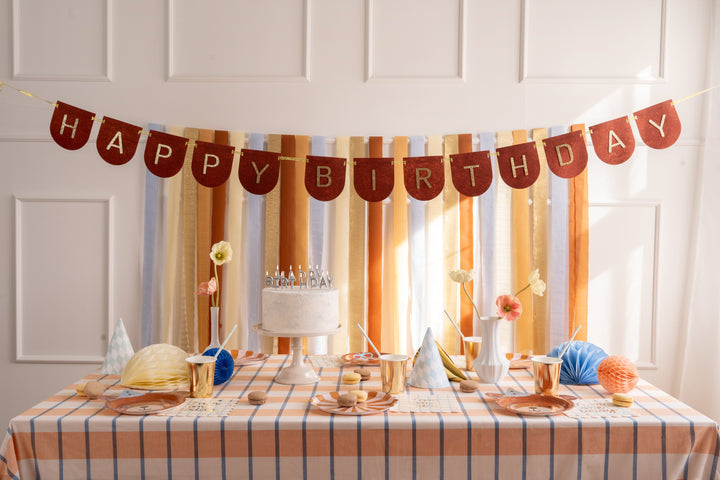 Happy Birthday Felt Banner - Brown (3m) Birthday Decorations Bunting Happy Birthday Felt Banner - Brown (3m)