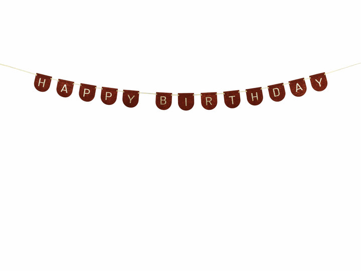 Happy Birthday Felt Banner - Brown (3m) Birthday Decorations Bunting Happy Birthday Felt Banner - Brown (3m)