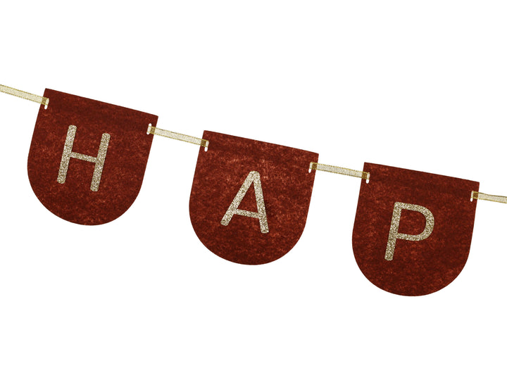 Happy Birthday Felt Banner - Brown (3m) Birthday Decorations Bunting Happy Birthday Felt Banner - Brown (3m)