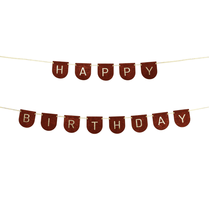 Happy Birthday Felt Banner - Brown (3m) Birthday Decorations Bunting Happy Birthday Felt Banner - Brown (3m)