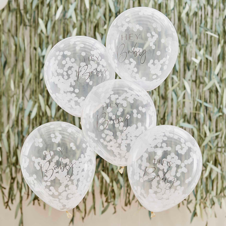 Balloons Hey Baby Shower Confetti Balloons x 5