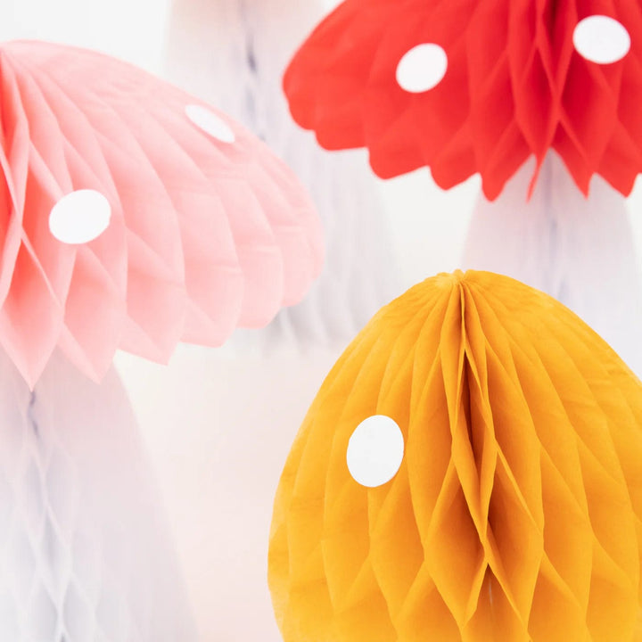 Honeycomb Mushroom Party Decorations x 10 - Mushroom Party Supplies Paper Decoration Honeycomb Mushroom Party Decorations x 10