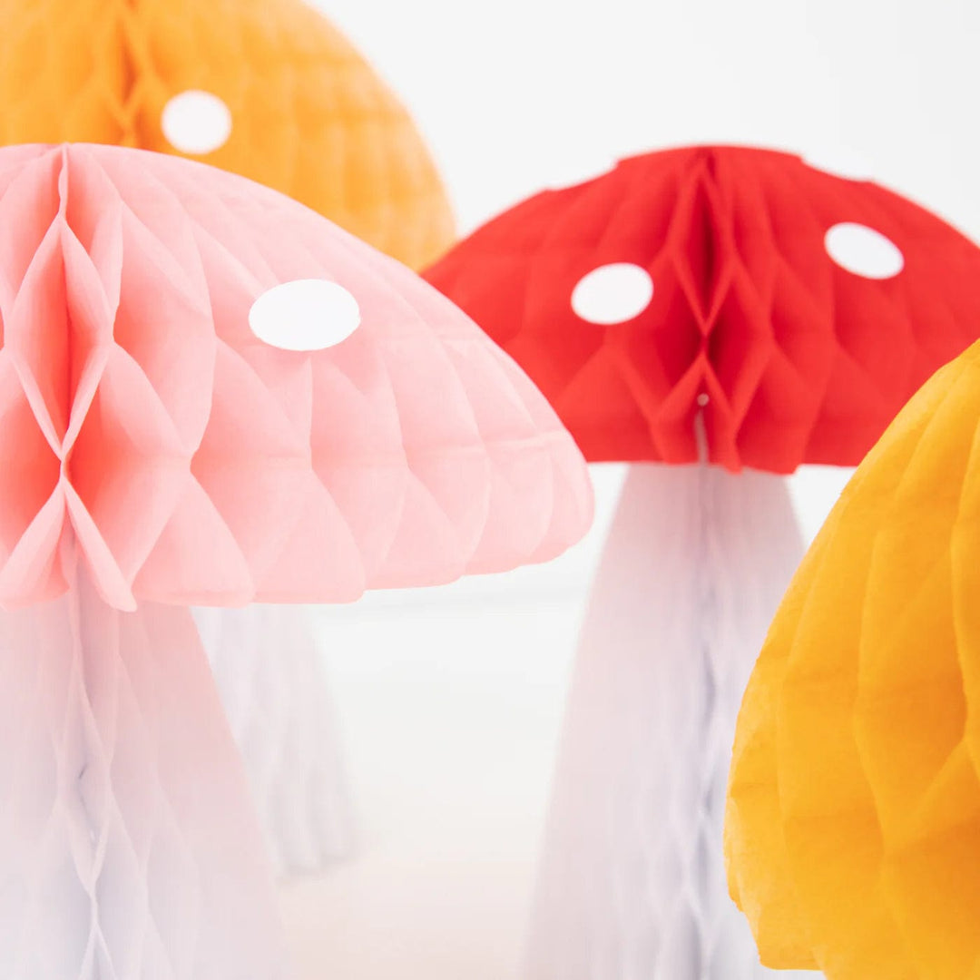 Honeycomb Mushroom Party Decorations x 10 - Mushroom Party Supplies Paper Decoration Honeycomb Mushroom Party Decorations x 10