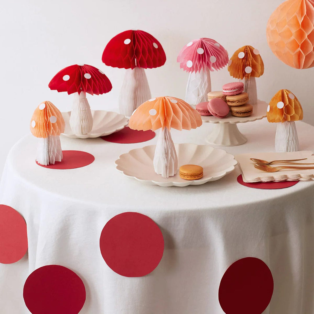 Honeycomb Mushroom Party Decorations x 10 - Mushroom Party Supplies Paper Decoration Honeycomb Mushroom Party Decorations x 10