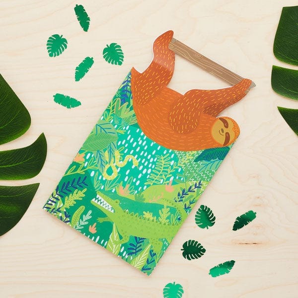 Hootyballoo Party Supplies - Sleepy Sloth Party Bags x 5 Party Favors Sleepy Sloth Jungle Party Bags x 5