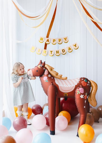 Horse Party Plates x 6 - Horse Party Supplies Disposable Plates Standing Horse Foil Balloon