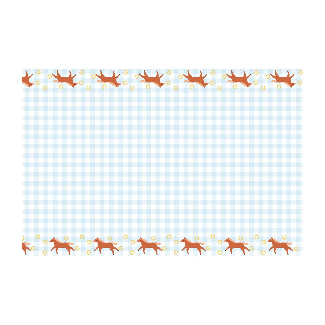 Horses Party Checkered Paper Tablecover - Horse Party Supplies Tablecloths Horse Party Checkered Paper Tablecover