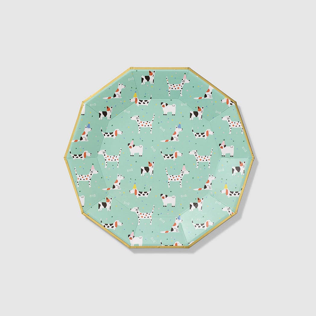 Hot Diggity Dog Large Party Plates x 10 - Coterie Party Dog themed party supplies Disposable Plates Hot Diggity Dog Large Party Plates x 10