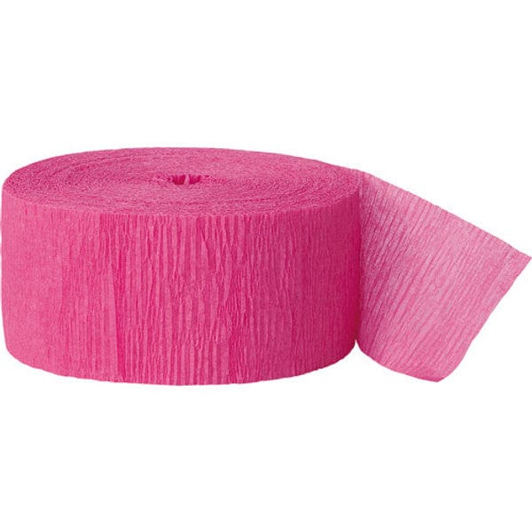 Hot Pink Crepe Paper Streamers -  Pink Birthday Party streamers Hot Pink Crepe Paper Streamers - 81ft