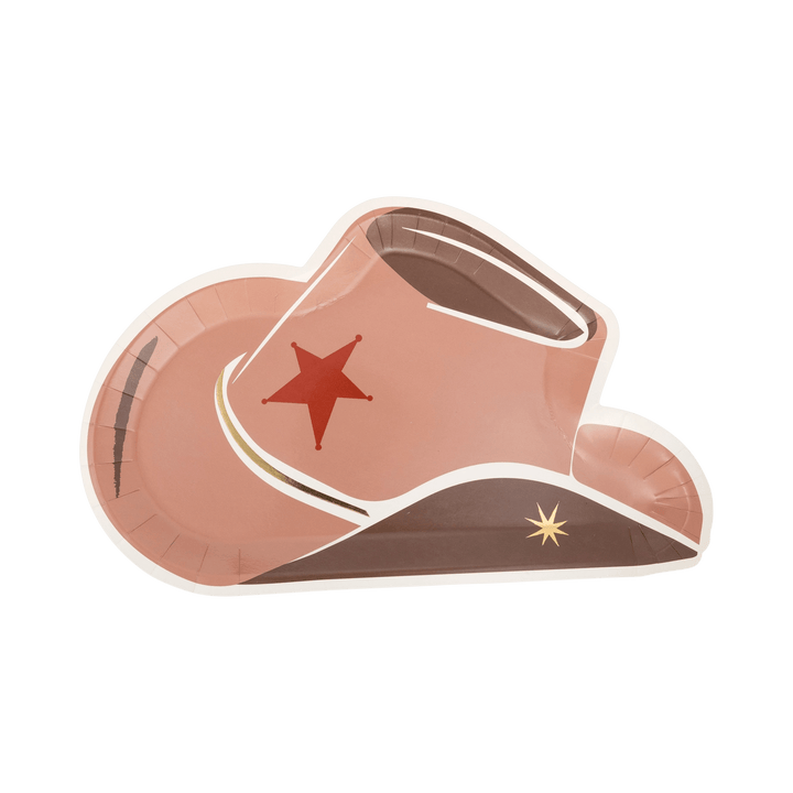 Howdy Cowboy Hat Shaped Party Plates x 8 - Cowboy party supplies Disposable Plates Howdy Cowboy Hat Shaped Party Plates x 8