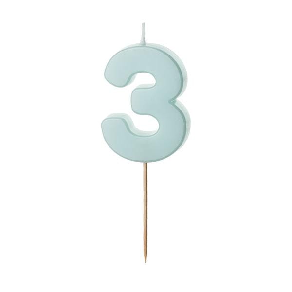 Light Blue Number 3 candle - Birthday cake candles Birthday Candles Light Blue Number 3 candle