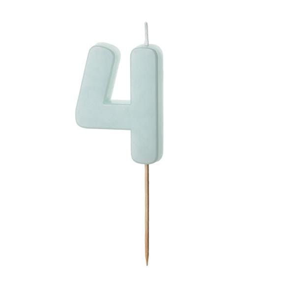 Light Blue Number 4 candle - Birthday cake candles Birthday Candles Light Blue Number 4 candle