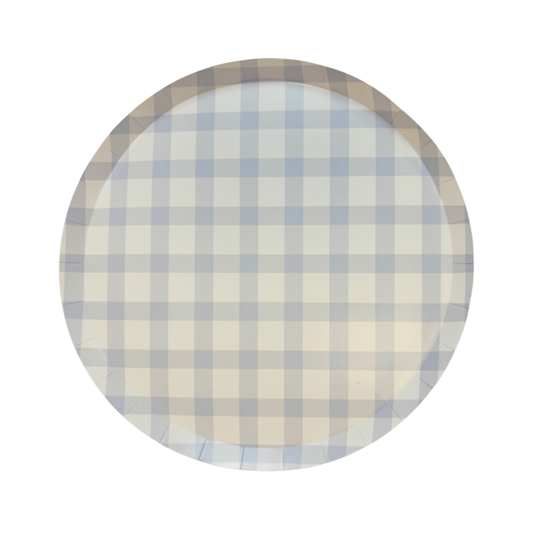 Light Blue Plaid Large Party Plates x 12 - Josi James Party Supplies - Blue theme birthday party supplies Disposable Plates Light Blue Plaid Large Party Plates x 12