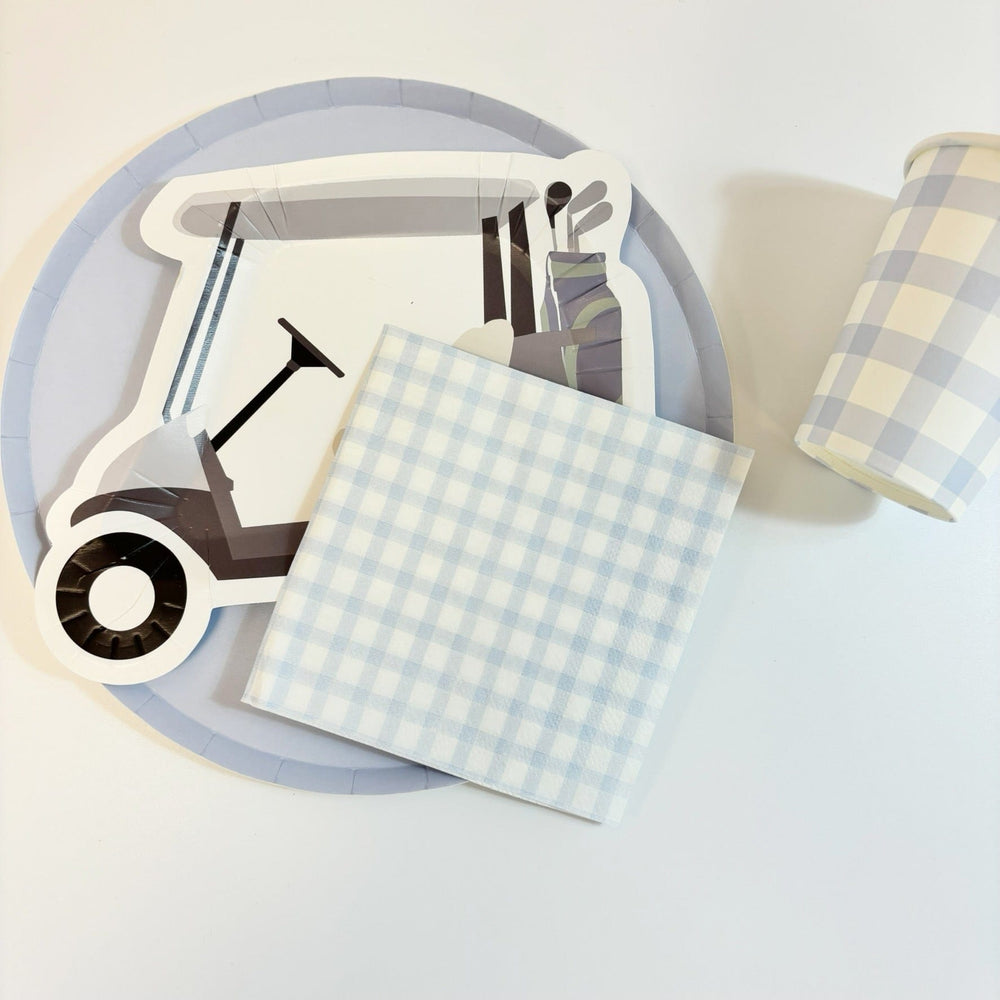 Light Blue Plaid Party Napkins x 24 - Josi James Party Supplies - Blue theme birthday party supplies Paper Napkins Light Blue Plaid Party Cocktail Napkins x 24