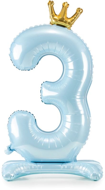 Light Blue Standing Number 3 Foil Balloon - 33 inch Foil Balloon Light Blue Standing Number 3 Foil Balloon - 33 inch