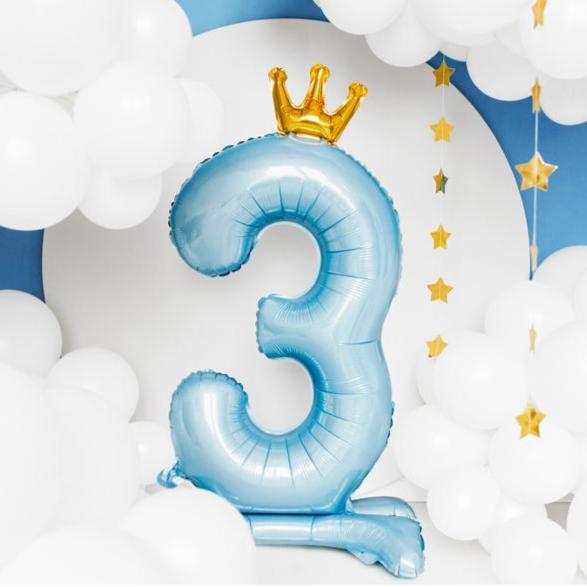 Light Blue Standing Number 3 Foil Balloon - 33 inch Foil Balloon Light Blue Standing Number 3 Foil Balloon - 33 inch