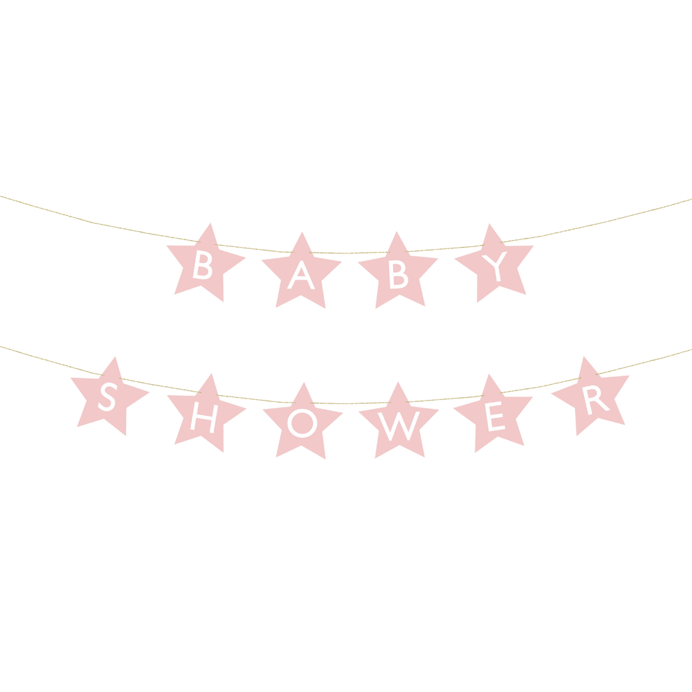 Light Pink Baby Shower Banner - 3m - Baby Shower Supplies Bunting Light Pink Baby Shower Banner - 3m