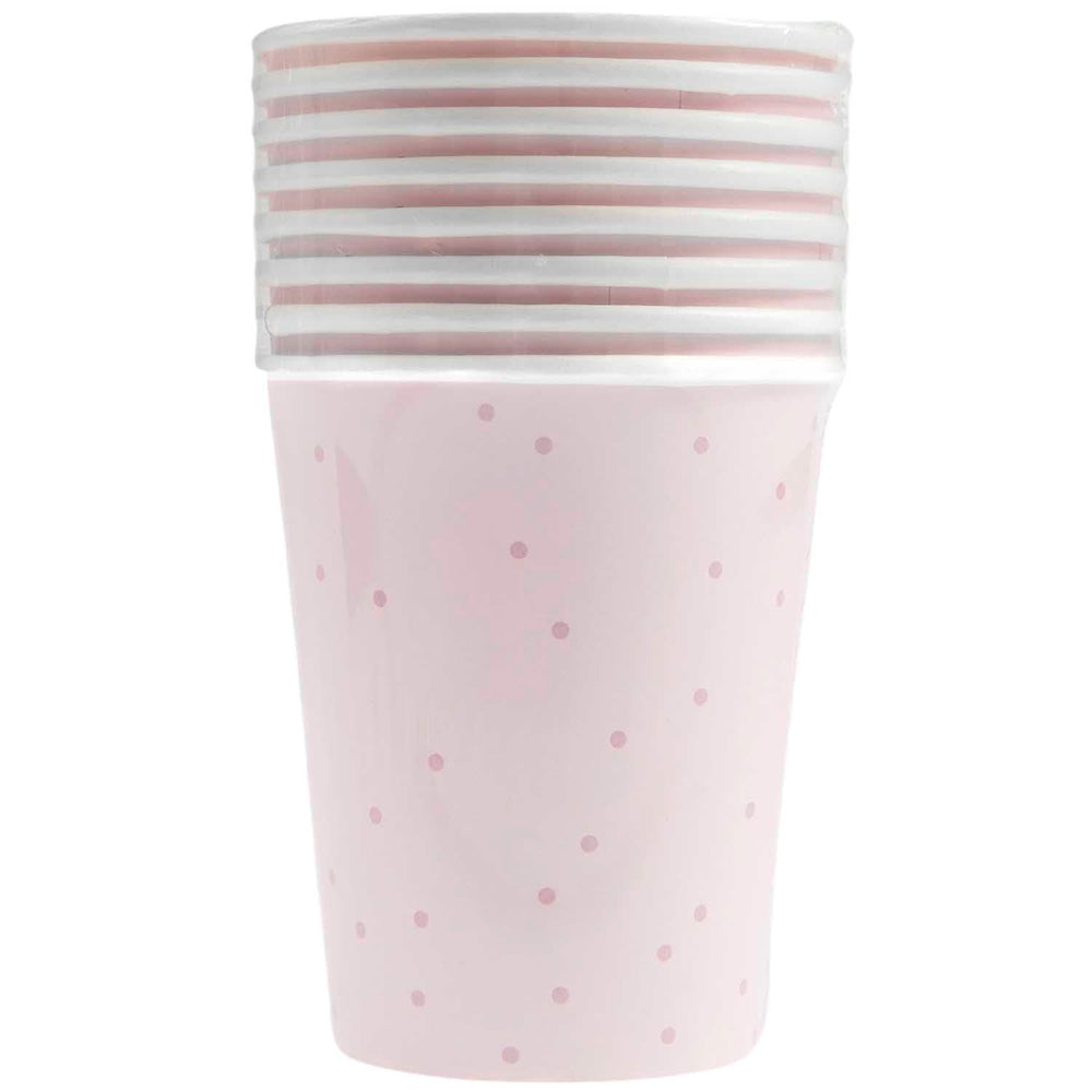 Light Pink Dots Party Cups x 8 Disposable Cups Light Pink Dots Party Cups x 8