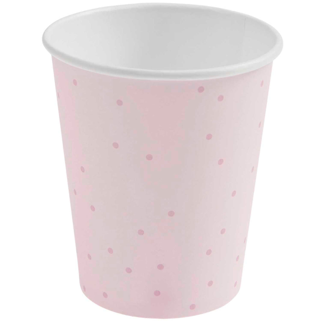 Light Pink Dots Party Cups x 8 Disposable Cups Light Pink Dots Party Cups x 8